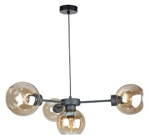 Ljuskrona med textilsladd KALIOPE 4xE27/60W/230V svart/rökig beige