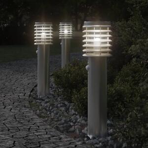 Utomhusgolvlampor med sensorer 3 st silver 60 cm rostfritt stål