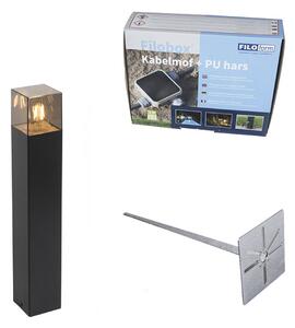 Stående utomhuslampa svart 50 cm IP44 med rökglaseffekt - Danmark