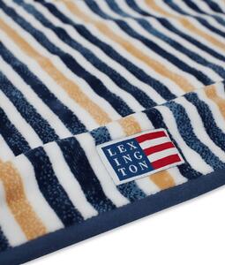 Lexington Blue/Oat Striped Cotton Velour Strandhandduk