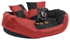 Vändbar och tvättbar hundsäng röd och svart 85x70x20 cm