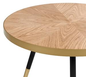 Soffbord Ljust trä och Guld MDF-skiva Trebent Vardagsrumsmöbler Modern Design Beliani