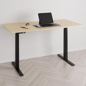 Höj och sänkbart skrivbord, 2 motorer, digital, svart stativ, björk bordsskiva 120x60 cm
