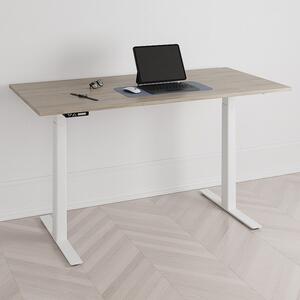 Höj och sänkbart skrivbord, 2 motorer, digital, vitt stativ, ek bordsskiva 100x60 cm