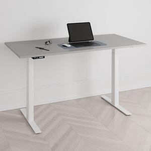 Höj och sänkbart skrivbord, 2 motorer, digital, vitt stativ, grå bordsskiva 120x60 cm
