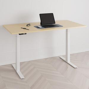 Höj och sänkbart skrivbord, 2 motorer, digital, vitt stativ, björk bordsskiva 120x60 cm