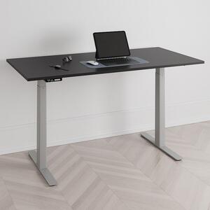 Höj och sänkbart skrivbord, 2 motorer, digital, grått stativ, svart bordsskiva 100x60 cm