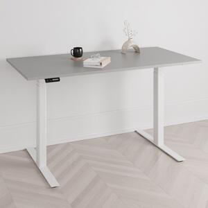 Höj och sänkbart skrivbord PREMIUM, 2 motorer, digital, vitt stativ, grå bordsskiva 120x70 cm