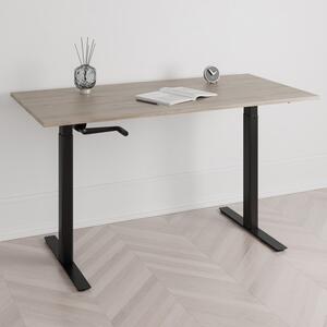Höj och sänkbart skrivbord, vev, svart stativ, ek bordsskiva 100x60cm