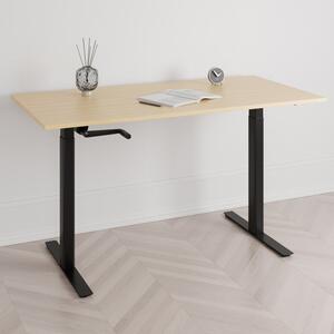 Höj och sänkbart skrivbord, vev, svart stativ, björk bordsskiva 100x60cm