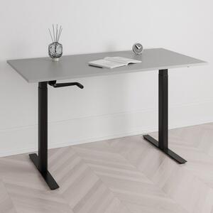 Höj och sänkbart skrivbord, vev, svart stativ, grå bordsskiva 100x60cm