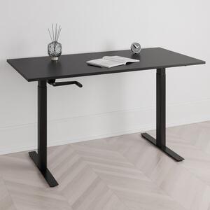 Höj och sänkbart skrivbord, vev, svart stativ, svart bordsskiva 100x60cm
