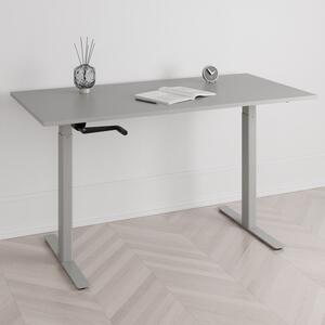 Höj och sänkbart skrivbord, vev, grått stativ, grå bordsskiva 100x60cm