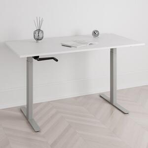 Höj och sänkbart skrivbord, vev, grått stativ, vit bordsskiva 100x60cm