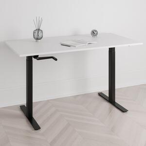 Höj och sänkbart skrivbord, vev, svart stativ, vit bordsskiva 100x60cm