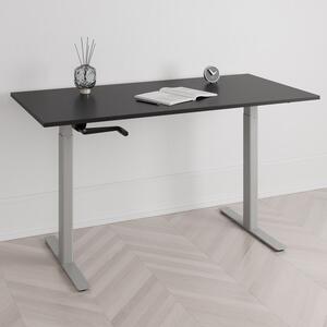 Höj och sänkbart skrivbord, vev, grått stativ, svart bordsskiva 100x60cm