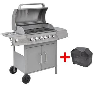 Gasolgrill 6+1 kokzoner silver