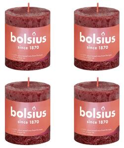 Bolsius Rustika blockljus 4-pack 80x68 mm sammetsröd