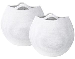 Set med 2 Förvaringskorgar Off-White Bomull 20 x 30 cm Handvävda Tvättkorgar Beliani