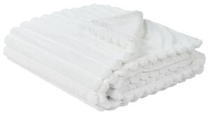 Dekorativ Sängpläd Vit Polyester 150 x 200 cm Mjukt tyg Sovrum Beliani