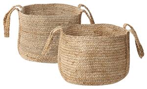 Set med 2 Förvaringskorgar Jute Natur 38 cm Tvättkorgar Bohemiska Beliani