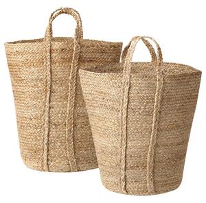 Set med 2 Förvaringskorgar Jute Natur 30 cm Tvättkorgar Bohemiska Beliani