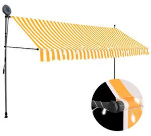 Markis manuellt infällbar med LED 350 cm vit och orange