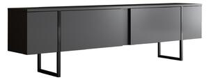 NORDVÄRK Luxe TV-bord, w. dörrar - antracitgrå melamin och svart metall (180x30)