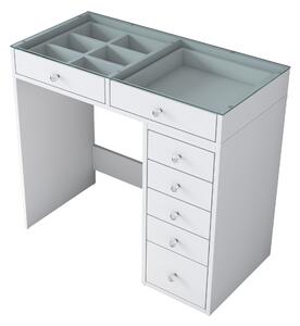 NORDVÄRK BJ107 sminkbord, w. 7 lådor - vit melamin (90x44,5)