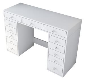 NORDVÄRK BJ106 sminkbord, w. 13 lådor - vit melamin (120x44,5)