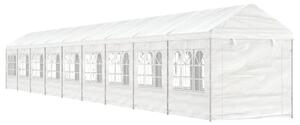 Paviljong med tak vit 20,07x2,28x2,69 m polyeten