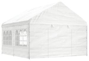 Paviljong med tak vit 4,46x4,08x3,22 m polyeten