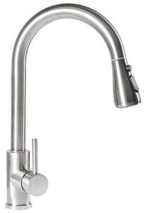 Köksblandare Silver Rostfritt Stål Utdragbar Spray Spiralarm Flexibel Slang Modern Design Enkel Spak Borstad Finish Beliani