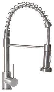 Köksblandare Silver Rostfritt Stål Utdragbar Spiralpip Spray Funktion Flexibel Slang Industriell Design Enkel Spak Yta Beliani