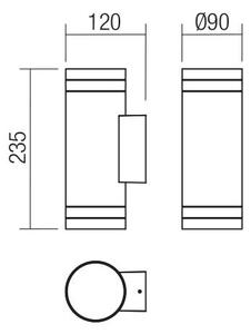 Redo 90518 - Vägglampa för utomhusbruk CARGO 2xGU10/28W/230V IP54 antracit