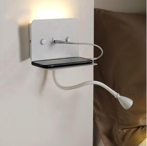 ONLI - LED Flexibel små lampor med en hylla och USB laddar PLAK LED/1W/230V vit