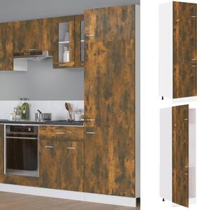 Skåp för kylskåp rökfärgad ek 60x57x207 cm konstruerat trä