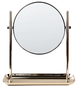 Sminkspegel Guld Järnram ø 20 cm med Bricka 1x/3x Förstoringsglas Dubbelsidig Beliani