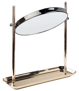 Sminkspegel Guld Järnram ø 20 cm med Bricka 1x/3x Förstoringsglas Dubbelsidig Beliani