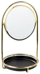 Sminkspegel Guld Järnram ø 15 cm med Bricka 1x/3x Förstoringsglas Dubbelsidig Beliani