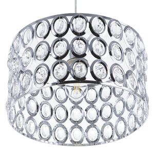 Hängande Lampa Silver Akryl Kristaller Öppen Rund Skärm Eklektisk Design Beliani