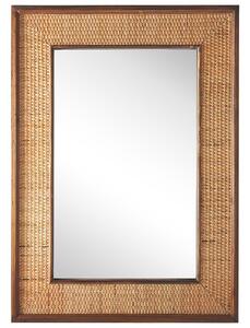 Spegel Ljusträ Rektangulär 54 x 74 cm Hangjord Granram Bambu Korgväv Boho Modern Beliani