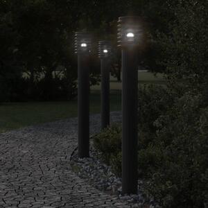 Utomhusgolvlampa med eluttag svart 110 cm rostfritt stål