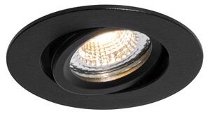 Infälld spotlight svart vridbar 6,5 cm inkl. LED IP54 extra tunn - Pupil