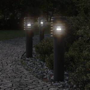 Utomhusgolvlampor med eluttag 3 st svart 60 cm rostfritt stål