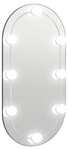 Spegel med LED-lampor 80x40 cm glas oval