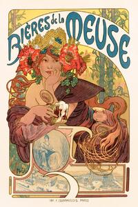 Konsttryck Bières De La Meuse (Art Nouveau Beer Lady) - Alphonse Mucha, (26.7 x 40 cm)