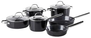 Köksset 10 Delar Svart Aluminium Keramisk Beläggning Non-Stick 3 Kastruller med Lock 2 Stekpannor 1 Låg Gryta Beliani