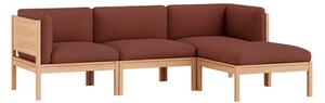 MOEBE - 3 Seater Sofa with Sides + Chaise Longue - ​​The MOEBE Modular Sofa - Modulär soffa - Re-Wool 687 / Oak - H73 x W219 x D146 cm