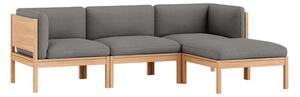 MOEBE - 3 Seater Sofa with Sides + Chaise Longue - ​​The MOEBE Modular Sofa - Modulär soffa - Autumn 131 / Oak - H73 x W219 x D146 cm